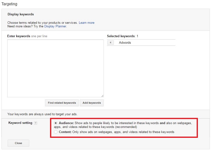 audience and content keywords